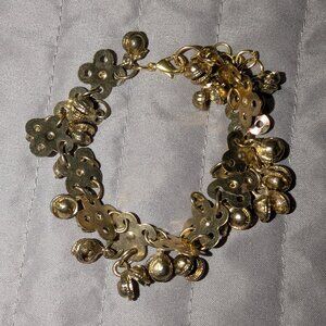 $1 with Bundle ~ Gold-Tone Charm Cluster Bracelet with Bead Dangles 4549